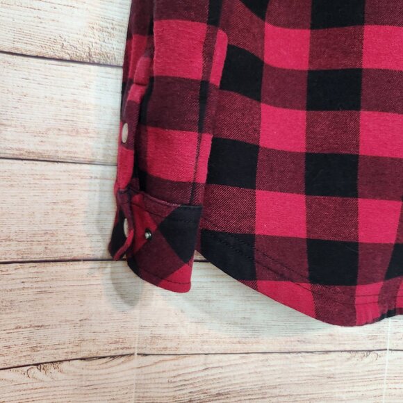 Orvis Jacket Women's Size Small Black Red Plaid Snap Button Front Buffalo Check - Picture 14 of 16